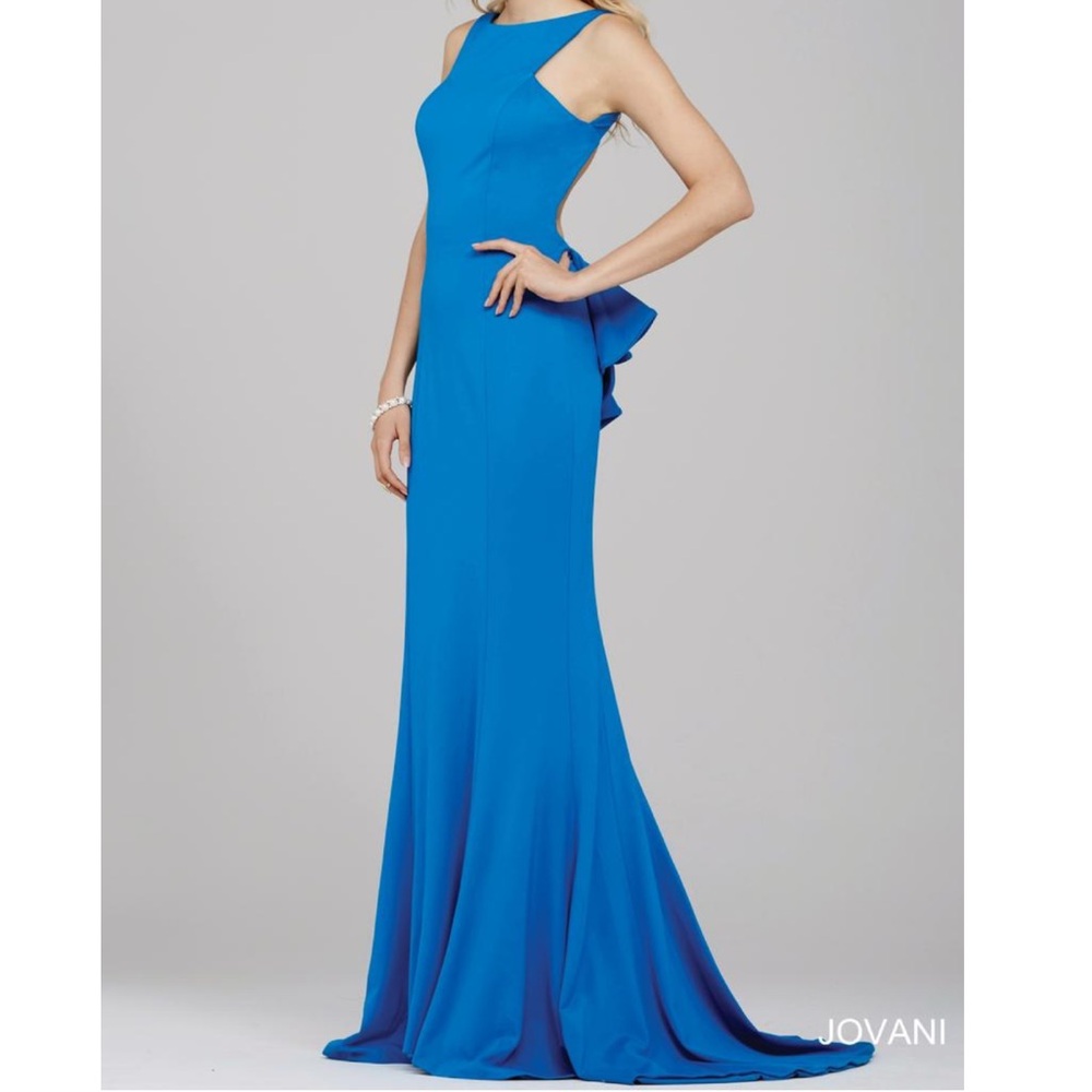 NWT Jovani Vibrant Blue Backless Pageant Prom Dress